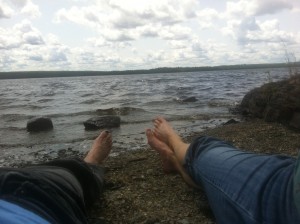 Enjoying summer on a beach in Canada.